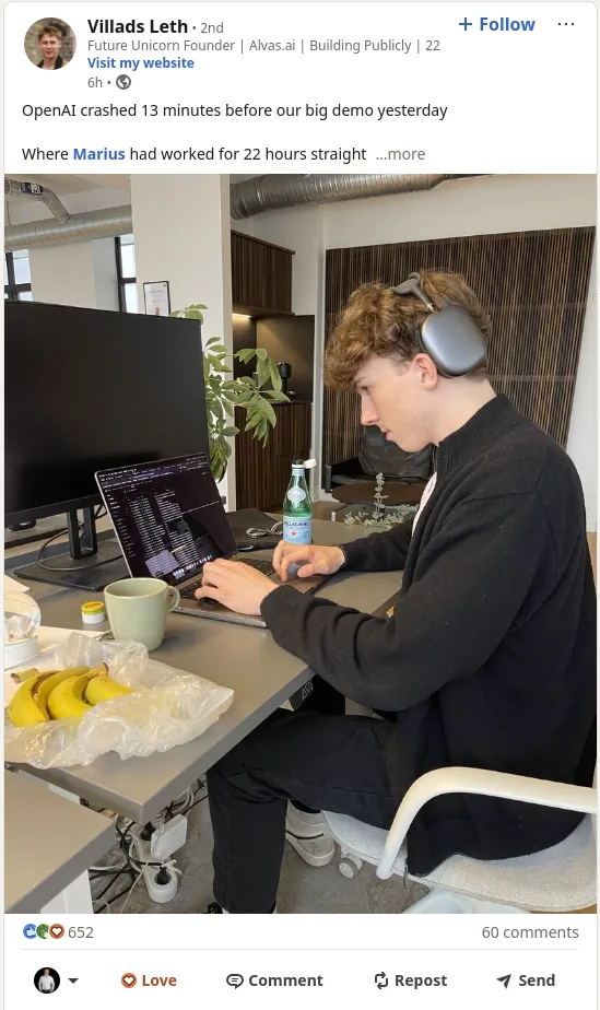 Image from LinkedIn Photo of Marius coding up a demo